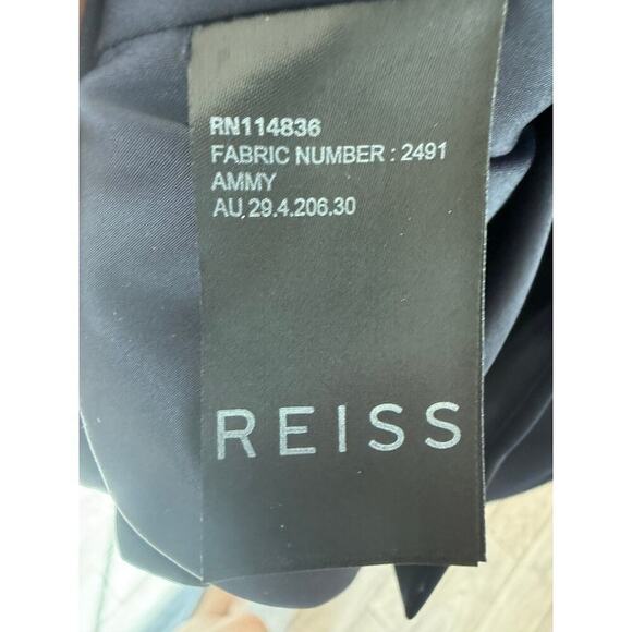 REISS gorgeous navy mixed media cocktail body-con mesh satin dress NWOT - Picture 8 of 9